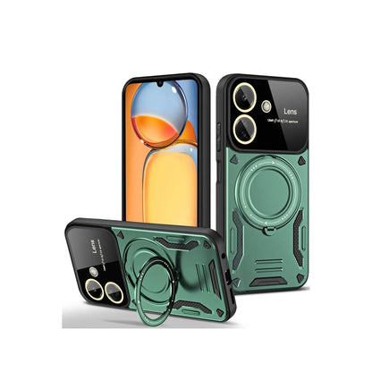 Redmi 13C Kılıf Joy Lens Standlı Kapak - Koyu Yeşil