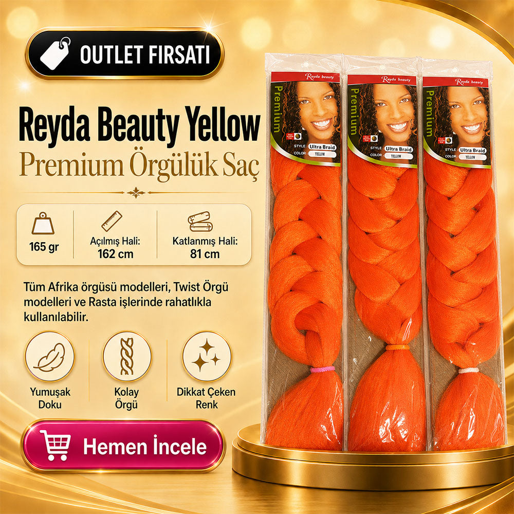 3 Paket - Afrika Örgüsü Ve Rasta İçin Sentetik Saç YELLOW