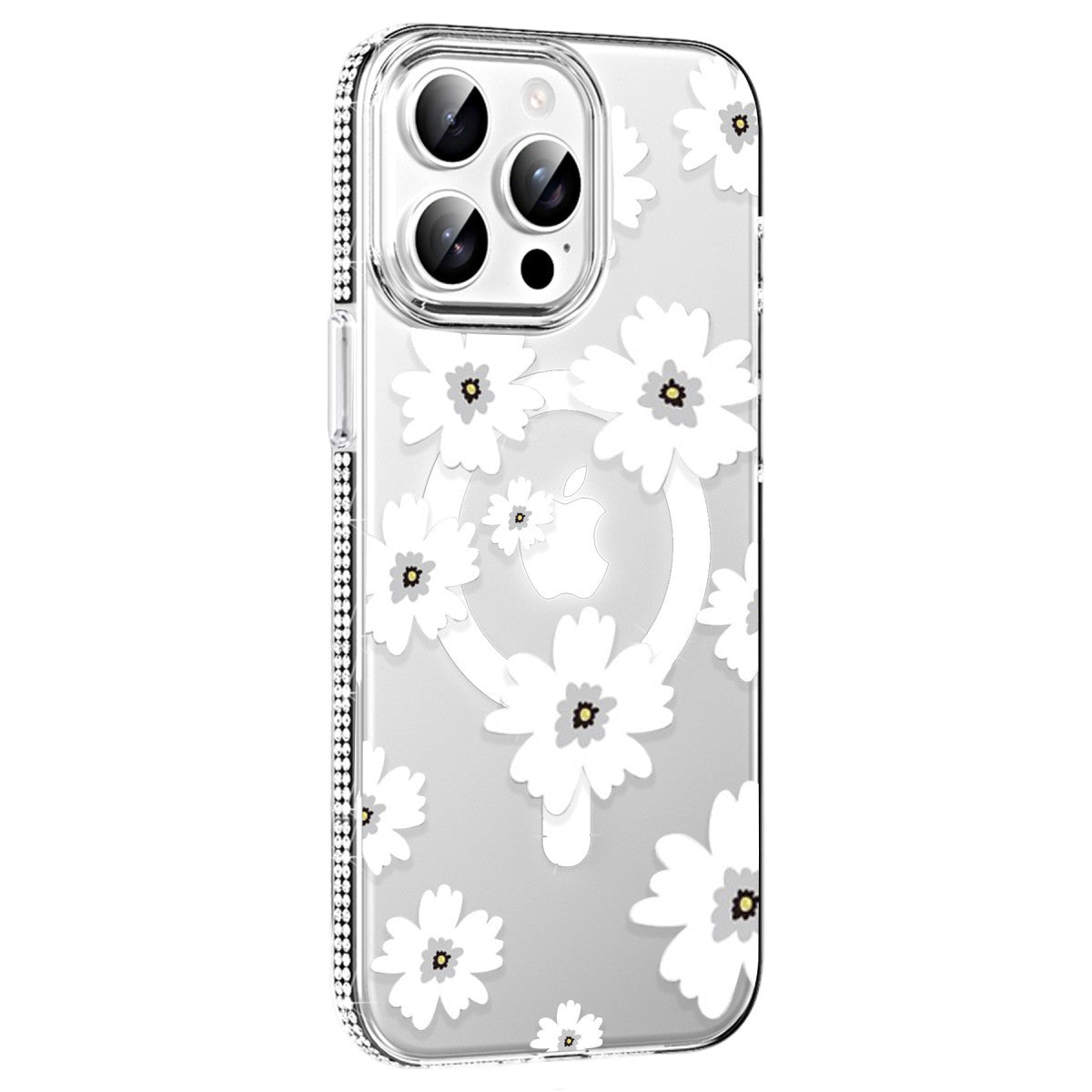 iPhone 15 Pro Max Floral Magsafe Kapak - Beyaz