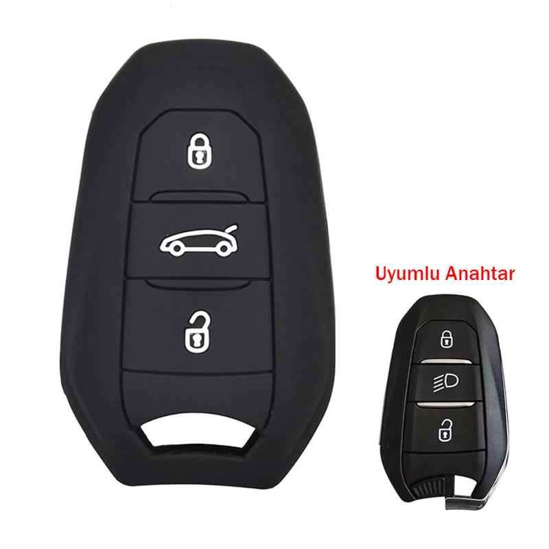 Citroen C4 Picasso DS3 DS4 DS5 DS6 Uyumlu Silikon Oto Anahtar Kumanda Kabı Kılıf Siyah