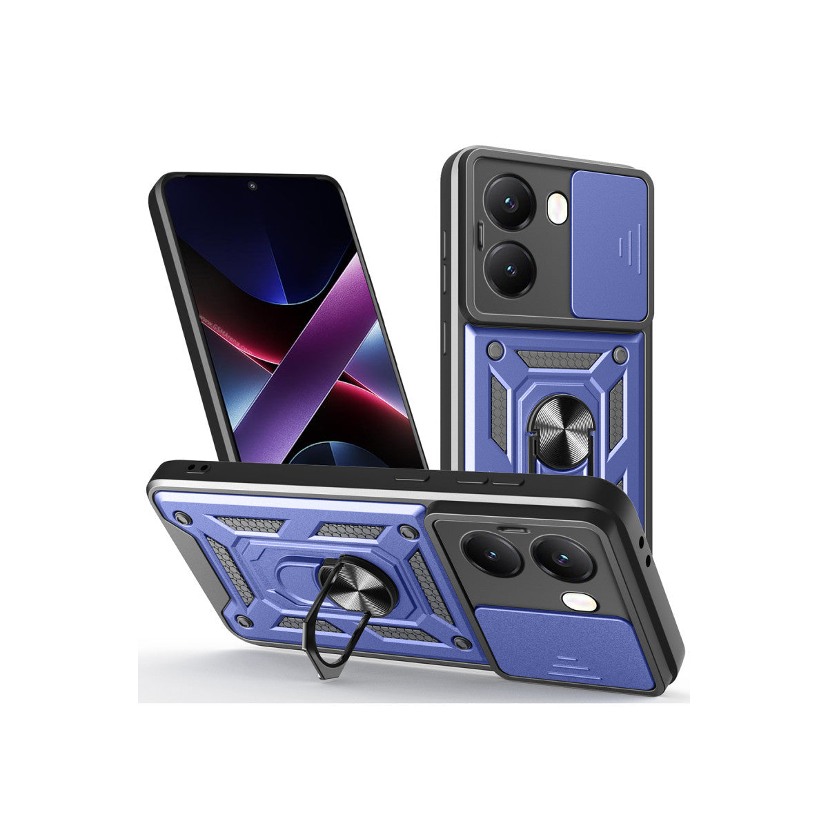 Poco X7 Pro Kılıf Pars Lens Yüzüklü Silikon - Lacivert