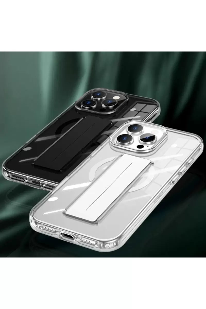 iPhone 16 Pro Kılıf Alfa Magsafe Standlı Kapak - Siyah