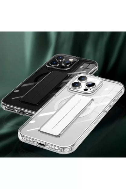 iPhone 16 Pro Kılıf Alfa Magsafe Standlı Kapak - Siyah