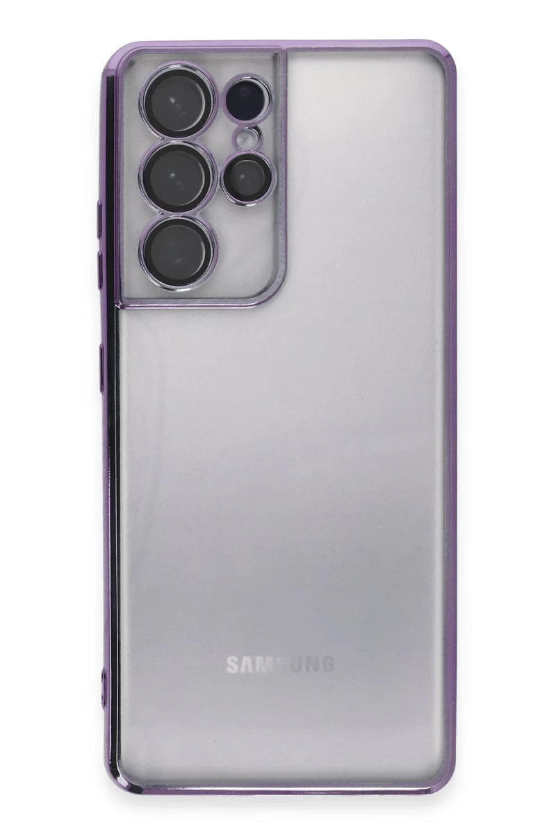 Galaxy S21 Ultra Kılıf Razer Lensli Silikon - Mor