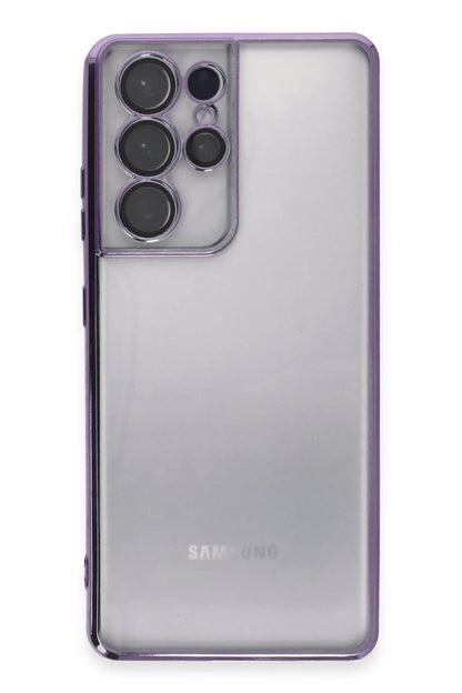 Galaxy S21 Ultra Kılıf Razer Lensli Silikon - Mor