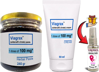 Helsol 240GR Viagrax Macun + 50 ml Viagrax Krem: Erkeklerin Performanslarına Özel Set + Hediye Erosel Masaj Yağı