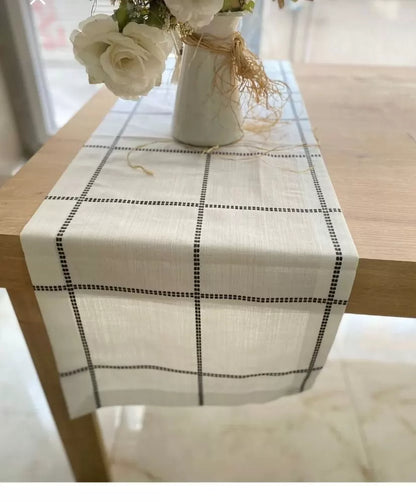 Masa Üzerine Runner, Masa Örtüsü Runneri Tek Runner Belena 30/130 cm Kahve Çizgili
