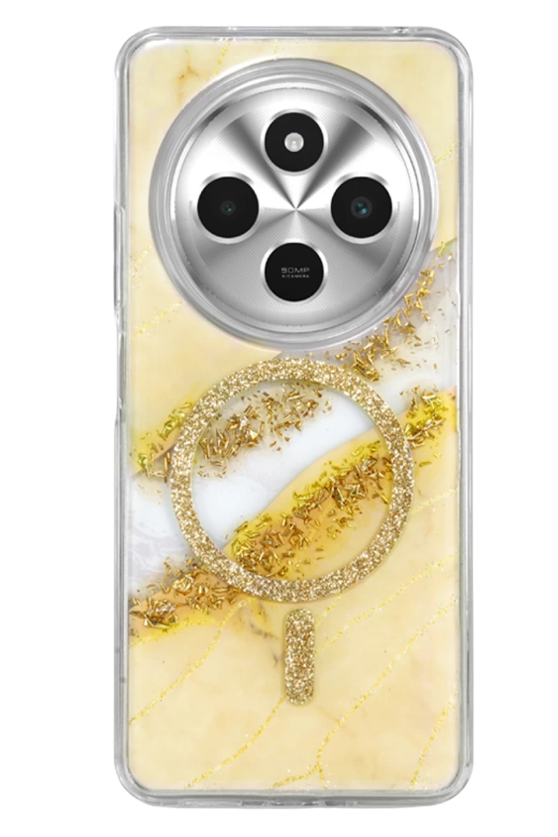 Onegif Redmi 14C Lotus Simli Magsafe Kapak - Gümüş
