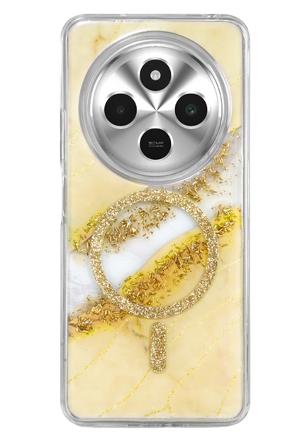 Onegif Redmi 14C Lotus Simli Magsafe Kapak - Gümüş