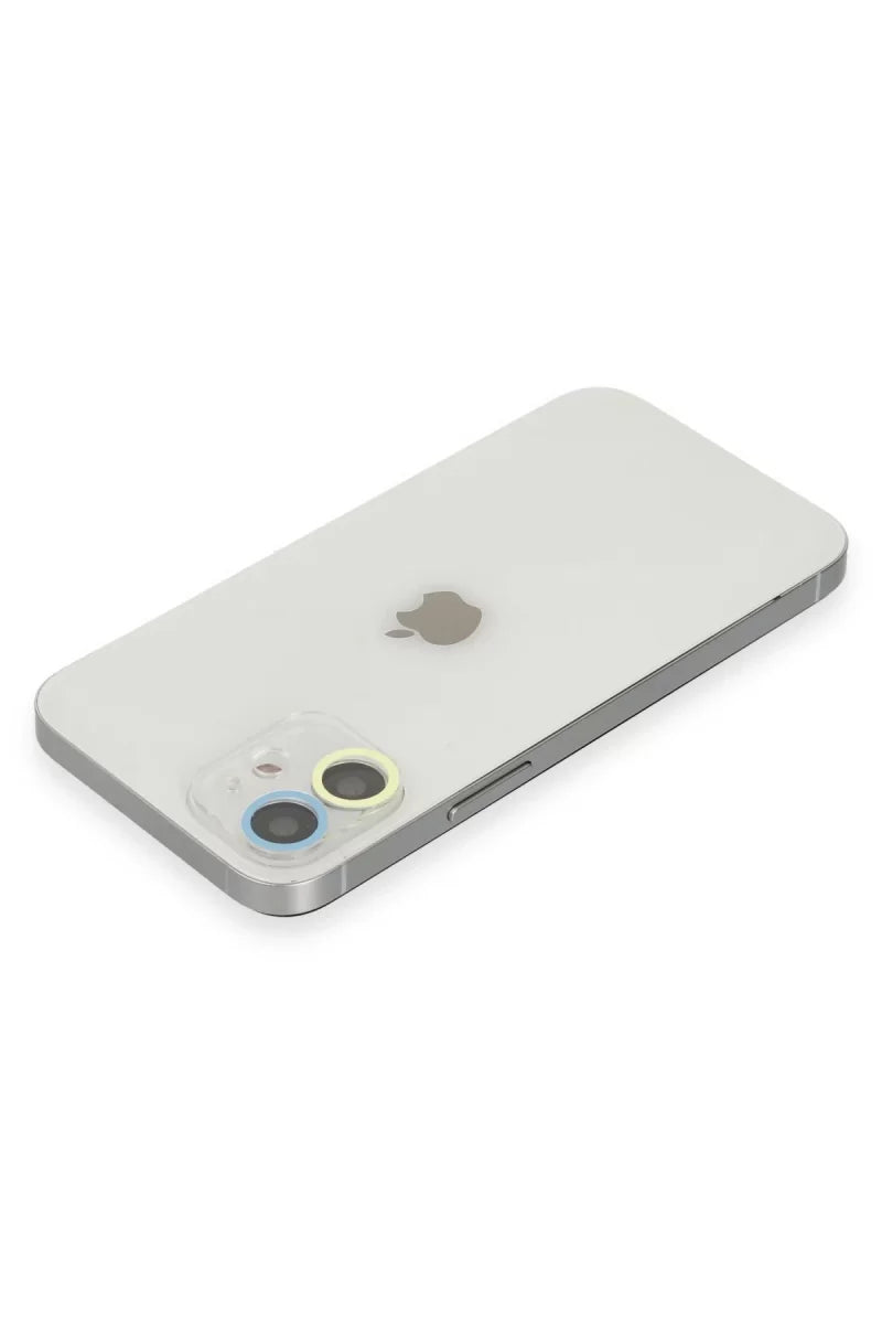 iPhone 12 Mini Renkli Kamera Lens Koruma Cam - Sarı-Mavi