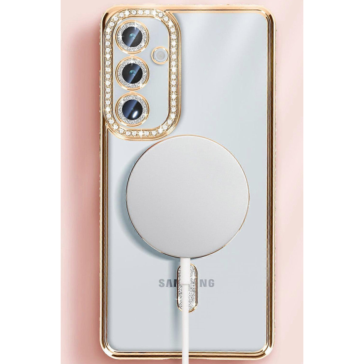 Galaxy S25 Kılıf Joke Simli Magneticsafe Kılıf - Derin Mor