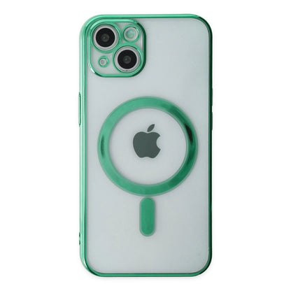 iPhone 14 Plus Kılıf Magneticsafe Lazer Silikon - Haki Yeşil