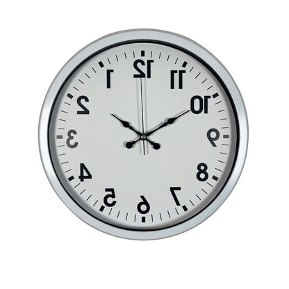 Beyaz Ters Zaman 40 x 40 Cm Metal Duvar Saati