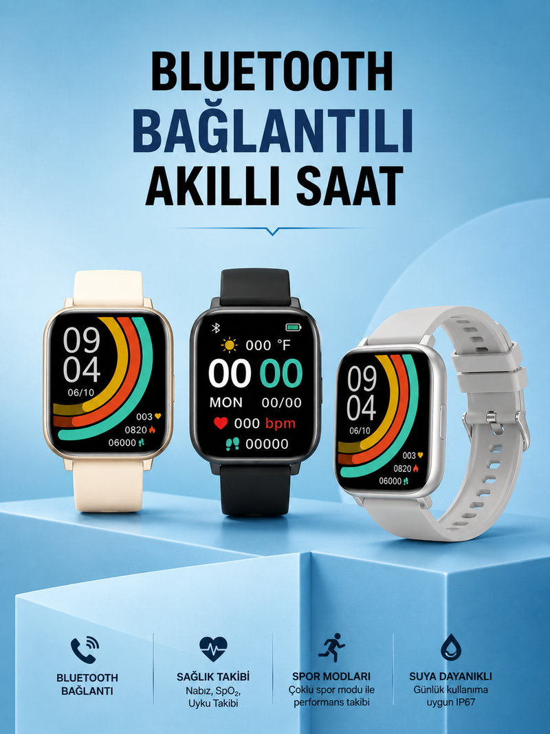 Titreşimli, Sağlık Takipli, Yeni Nesil Akıllı Saat 400mAh Batarya Kapasiteli