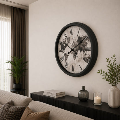 Siyah Atlas 60 x 60 Cm Metal Duvar Saati