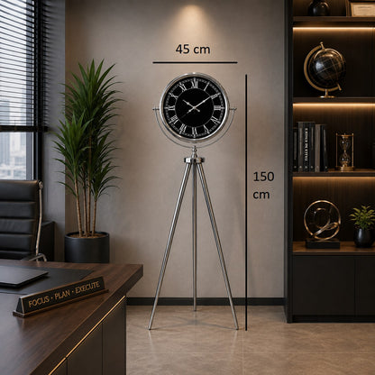 Krom Imperial 150 x 45 Cm Metal Tripod Ayaklı Saat