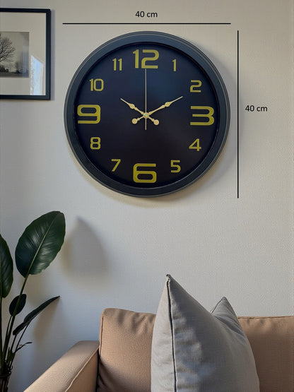 Prime Black 40 cm Metal Modern Tasarım Duvar Saati
