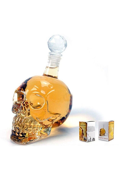 Crystal Head Kuru Kafa Cam Şişe Viski Likör Hediyelik Sürahi (1000 ML)