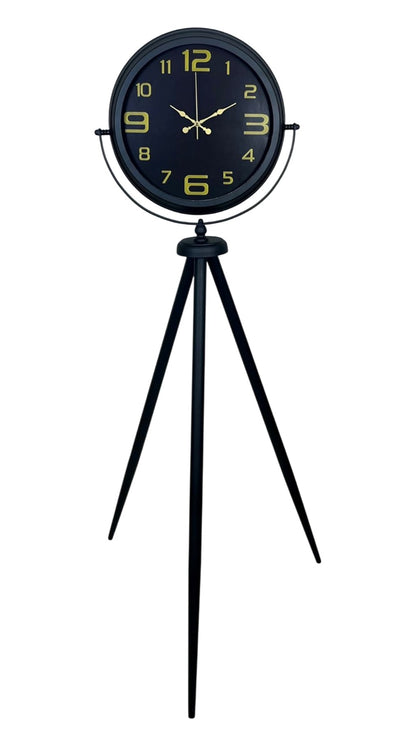 Gold Rakamlı Siyah Tripod Ayaklı Saat