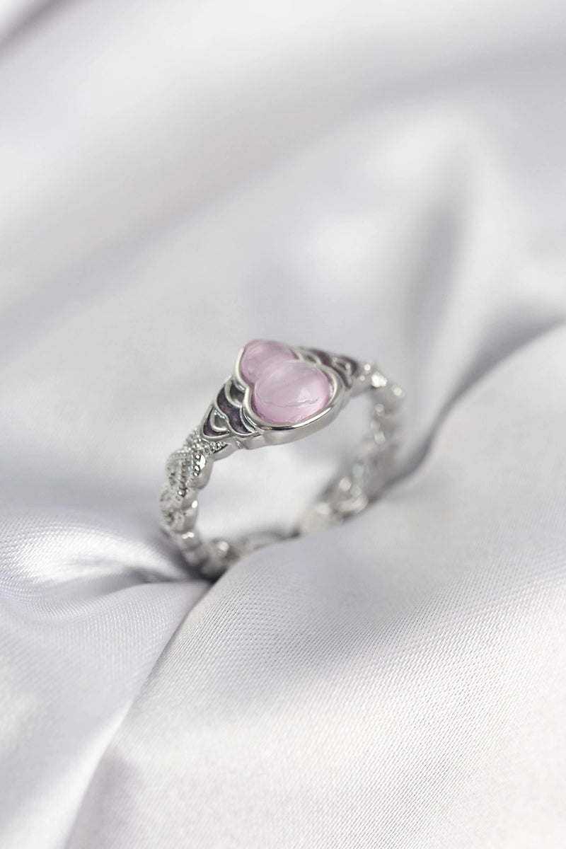 Gümüş Renk Pembe Damla Model Kadın Yüzük