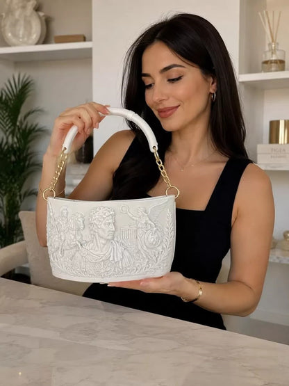 Athena Noir Antik Dönem 3d Tasarım Omuz Çantası Beyaz