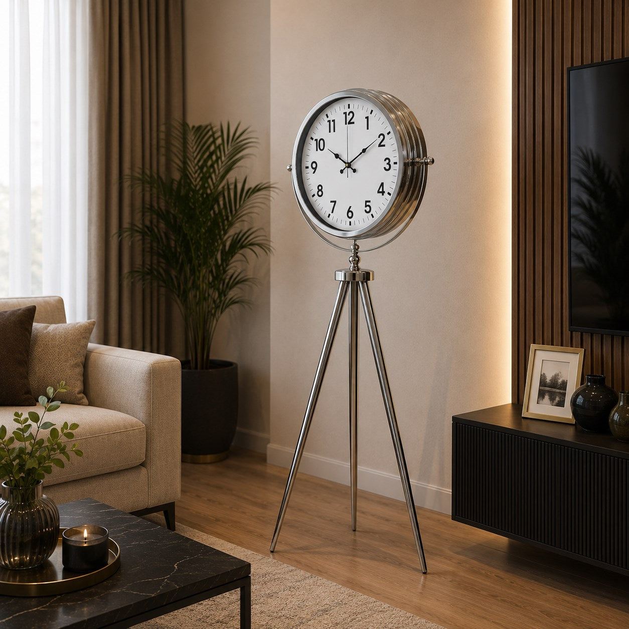 Krom Klasik Majesty 150 x 45 Cm Metal Ayaklı Saat