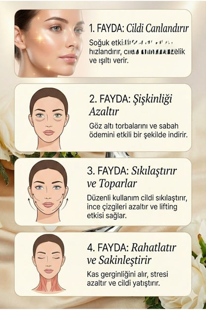 Kalp Şeklinde Soğuk Yüz Masaj Aleti - Cilt Sıkılaştırıcı ve Şişkinlik Giderici Cryo Sticks