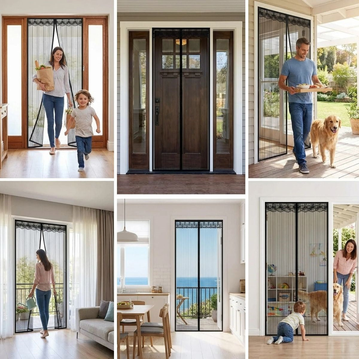 BUFFER® Mıknatıslı Kapı Sinekliği Siyah 100x210 cm Otomatik Kapanan Manyetik Tül Sineklik