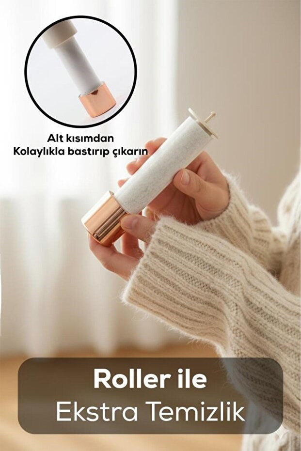 6 Bıçaklı 2 Kademeli Tüy Tiftik Şarjlı Temizleme Makinesi Ve Tüy Toplama Rulosu (Yedek Bıçaklı)