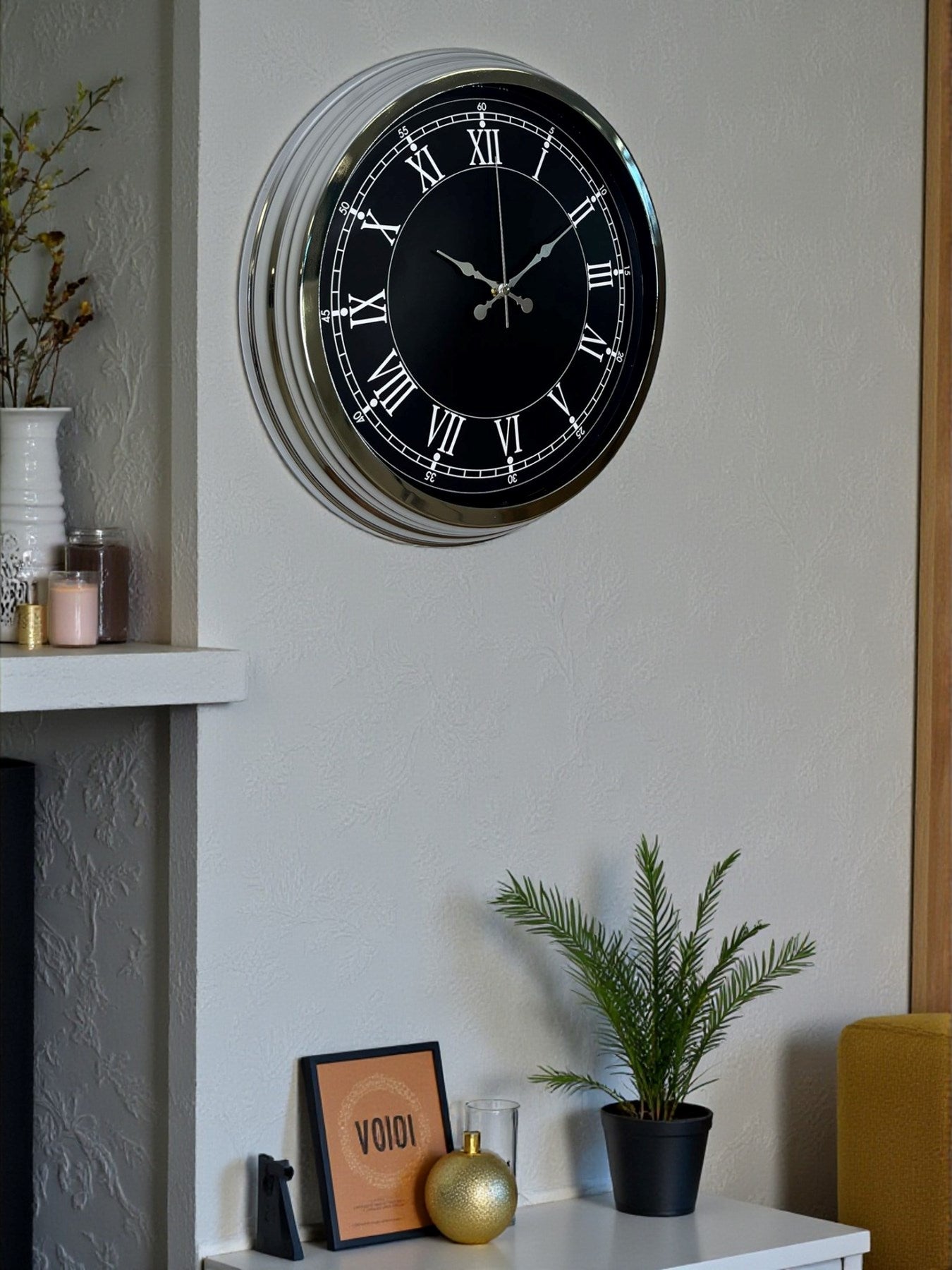 Elegance 40 Cm Metal Krom Duvar Saati
