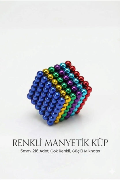 216 Parça 5mm Manyetik Top Seti | Sihirli Mıknatıslı Küp Yapı Oyuncak | Stres ve Rahatlama İçin Eğlenceli Manyetik Toplar