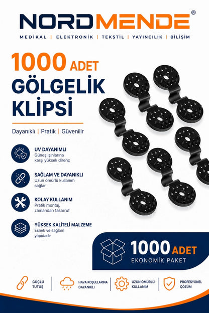 1000 Adet Gölge Filesi Klipsi | Sera Filesi Sabitleme Klipsi | Güneşlik Örtü Klipsi | Yerli Üretim | UV Dayanımlı