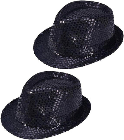 Çocuk Boy Siyah Payetli Şapka Gösteri Şapkası Michael Jackson Şapkası 54 No