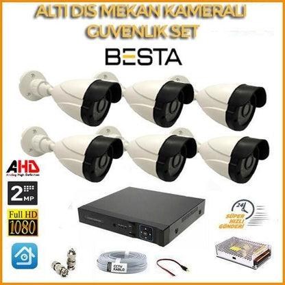 2MP 1080P 6 Dış Mekan Kameralı Ahd Güvenlik Seti
