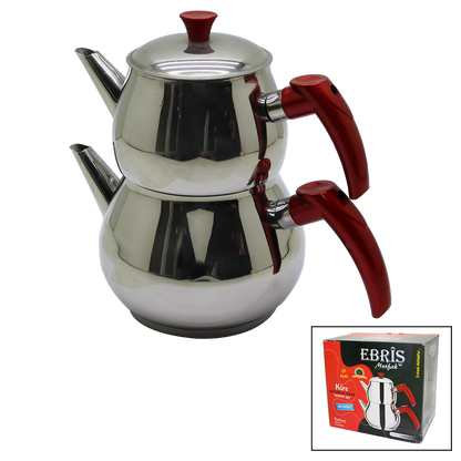 AİLE BÜYÜK BOY KÜRE ÇELİK ÇAYDANLIK SETİ ÜST: 1.2LT - ALT: 2LT (5643)