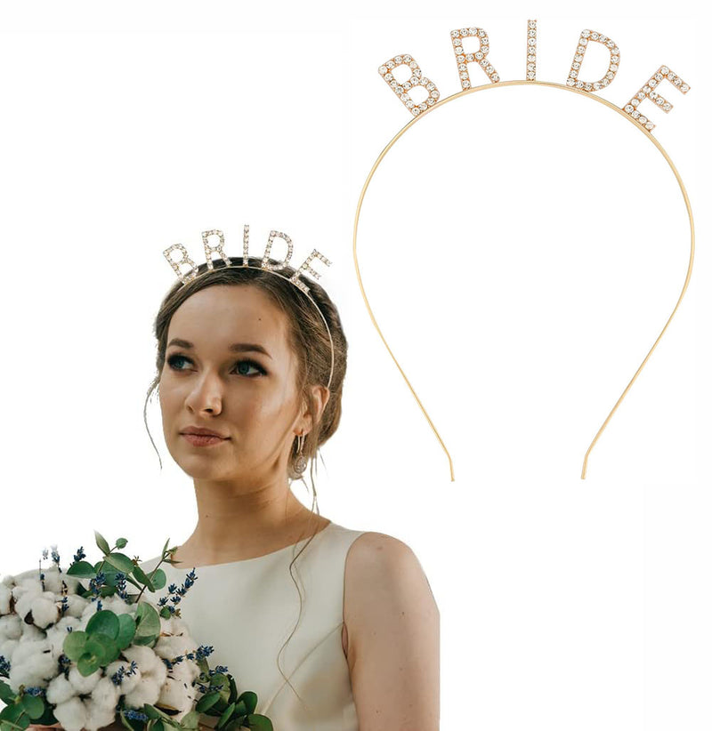 Altın Gold Renk Bekarlığa Veda Kristal Taş Bride Tacı İthal 16x10 cm (5643)
