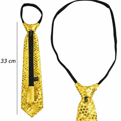 Altın Renk Pul Payetli Işıltılı Parti Kravatı 33 cm (5643)