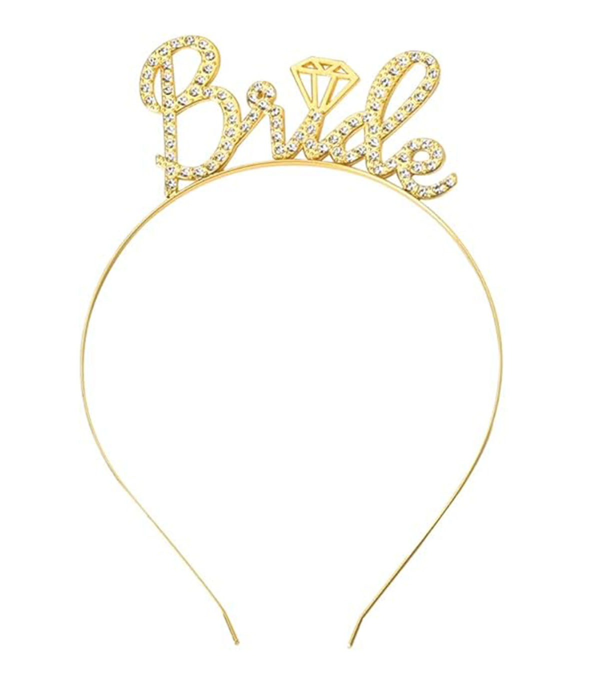 Altın Renkli Taşlı “Bride” Gelin Tacı – El Yazısı Yazı Tipiyle (5643)