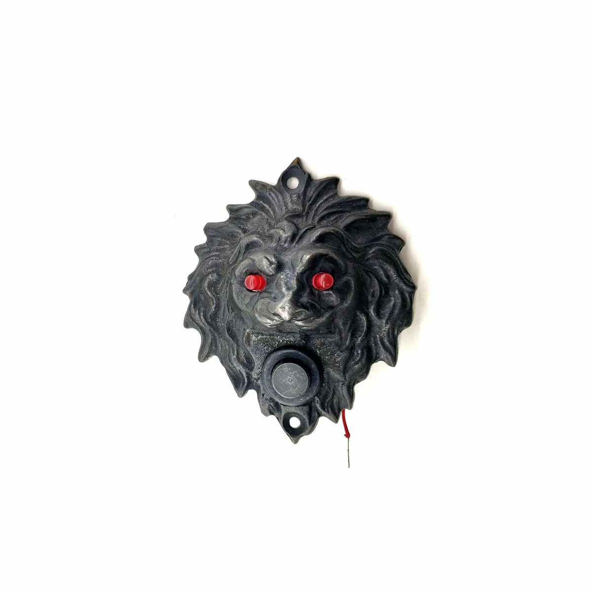 Antika Tarz Dekoratif Pirinç Aslan Kapı Zili - 100x78 Mm, Oksit, Led Işıklı