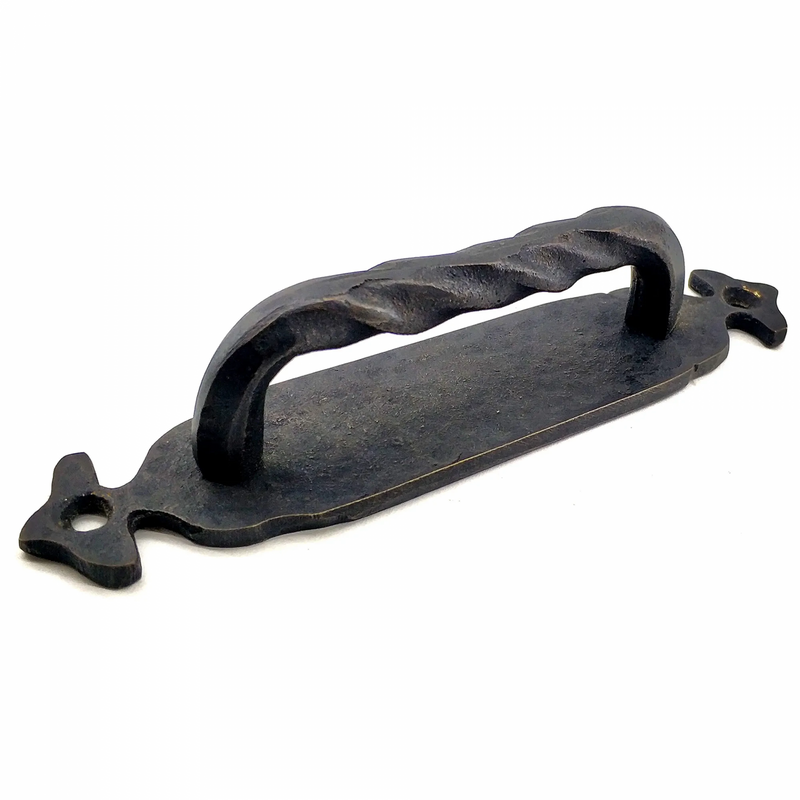 Antika Tarz Dekoratif Pirinç Burgulu Çekme Kol - 148x33 Mm, Oksit