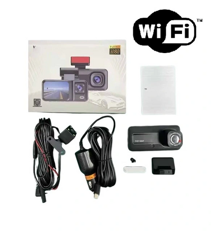 Araç Kamerası - 3 Kameralı Wifi Ön, İç Ve Arka Full Hd Dvr Araç İçi Ekranlı Kamera