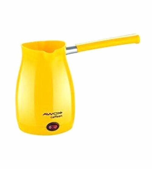 AWOX CAFFEEN SARI ELEKTRİKLİ CEZVE TÜRK KAHVESİ MAKİNESİ PLASTİK ÇİFT AĞIZ 0.4LT - 5 FİNCAN 1000W (5643)