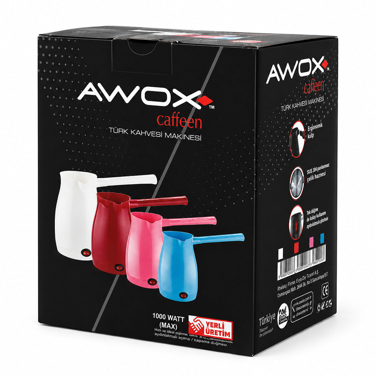 AWOX CAFFEEN SARI ELEKTRİKLİ CEZVE TÜRK KAHVESİ MAKİNESİ PLASTİK ÇİFT AĞIZ 0.4LT - 5 FİNCAN 1000W (5643)