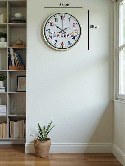 36 Cm Krem Çocuk Odası Duvar Saati