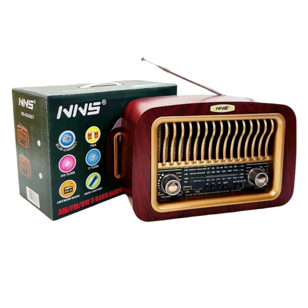 BUFFER® Taşınabilir Klasik AM/FM/SW Transistör Retro Nostaljik Radyo USB Şarjlı