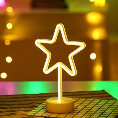 BUFFER® Yıldız Tasarımlı Neon Led Masa Ve Gece Lambası Dekoratif Işık