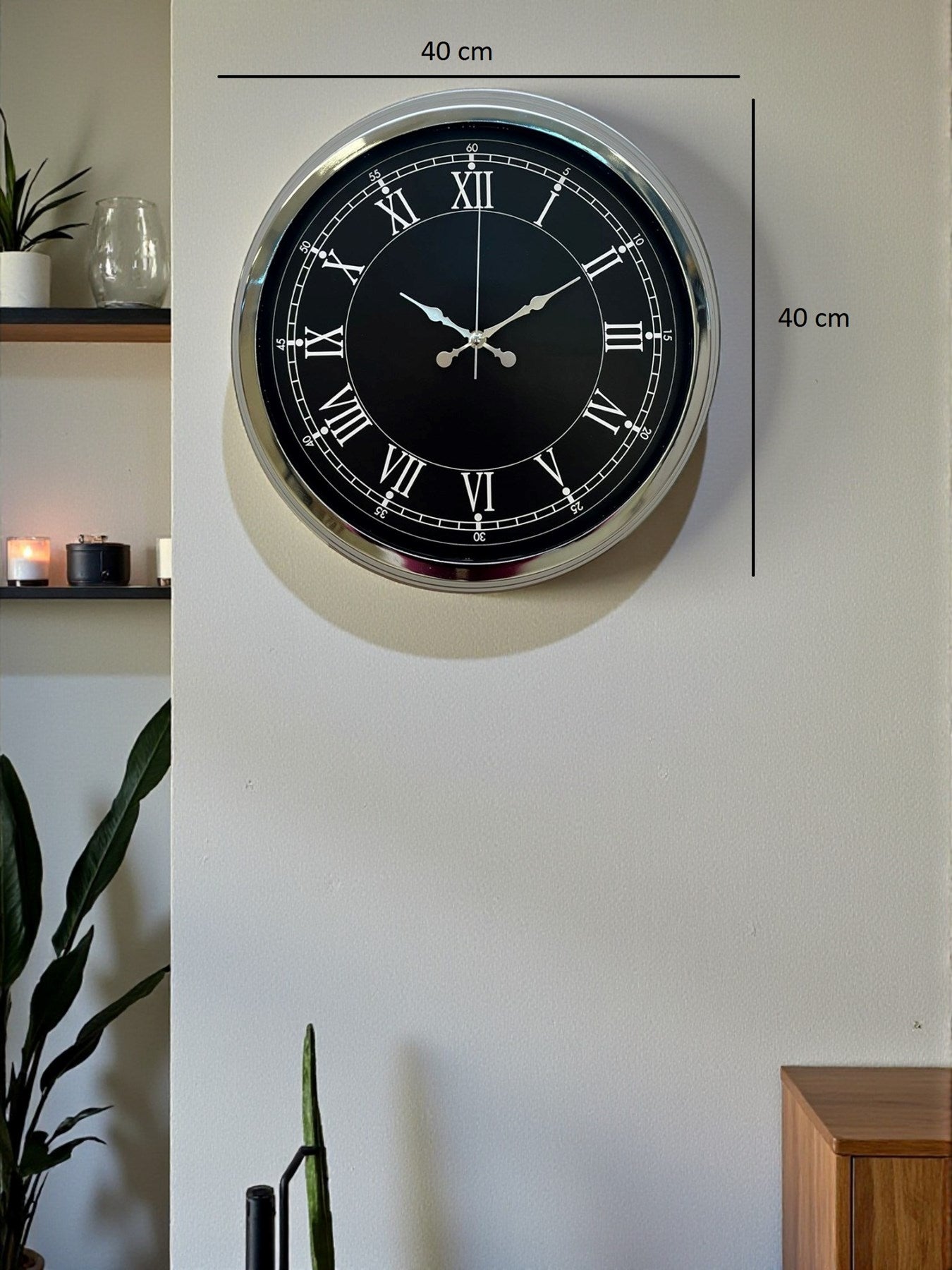 Elegance 40 Cm Metal Krom Duvar Saati