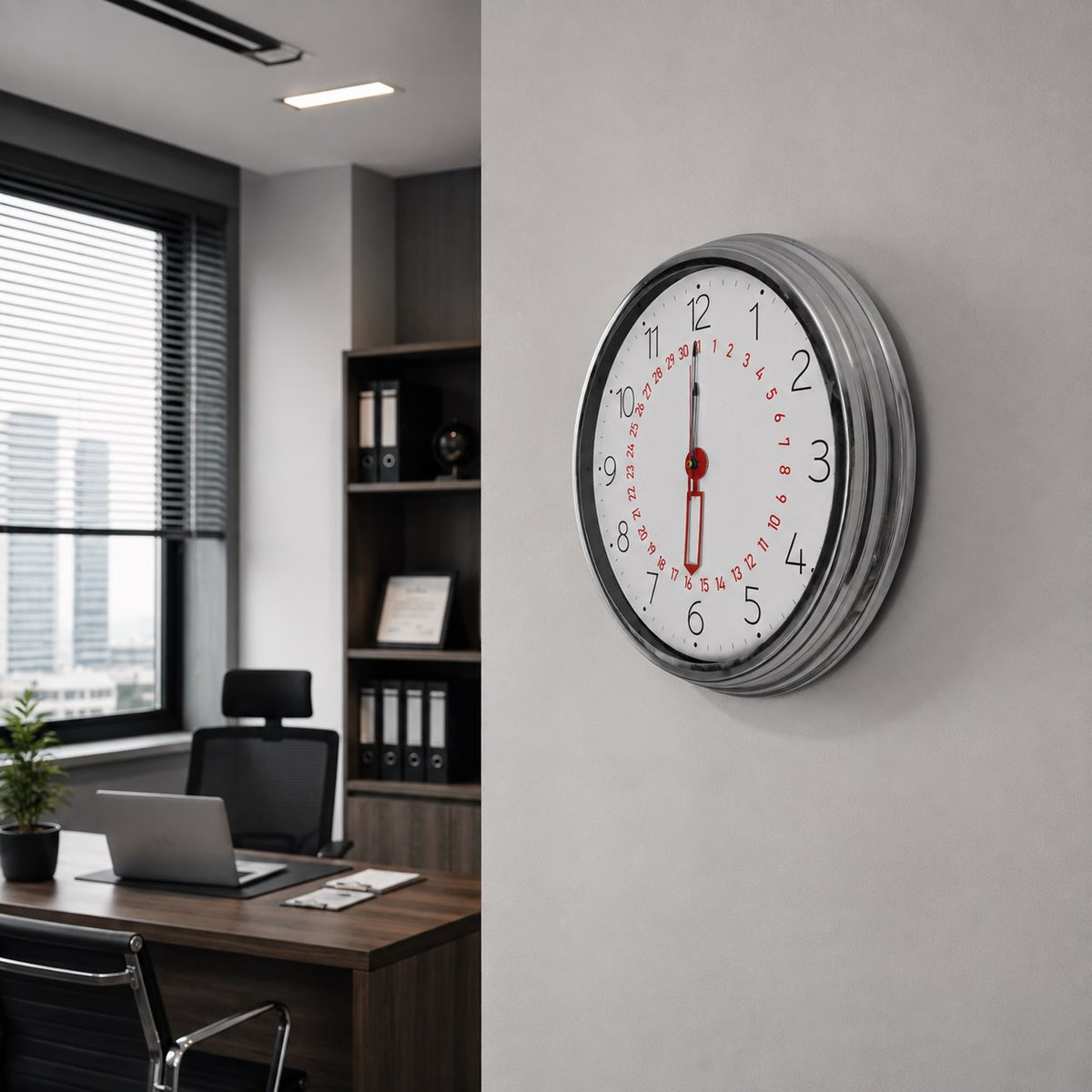 Krom Takvimli 40 x 40 Cm Metal Duvar Saati