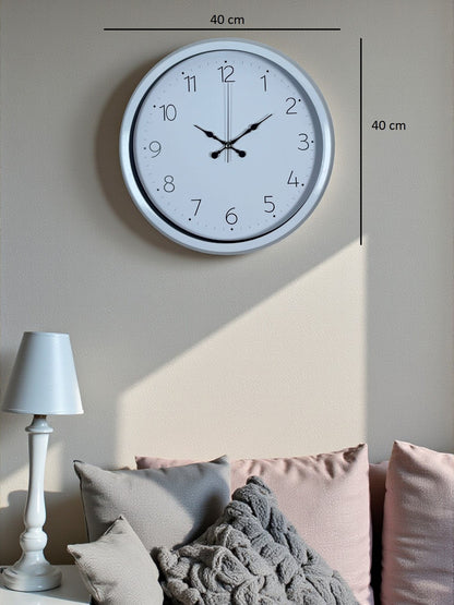 Sade Tasarım Beyaz 40 Cm Metal Standart Duvar Saati