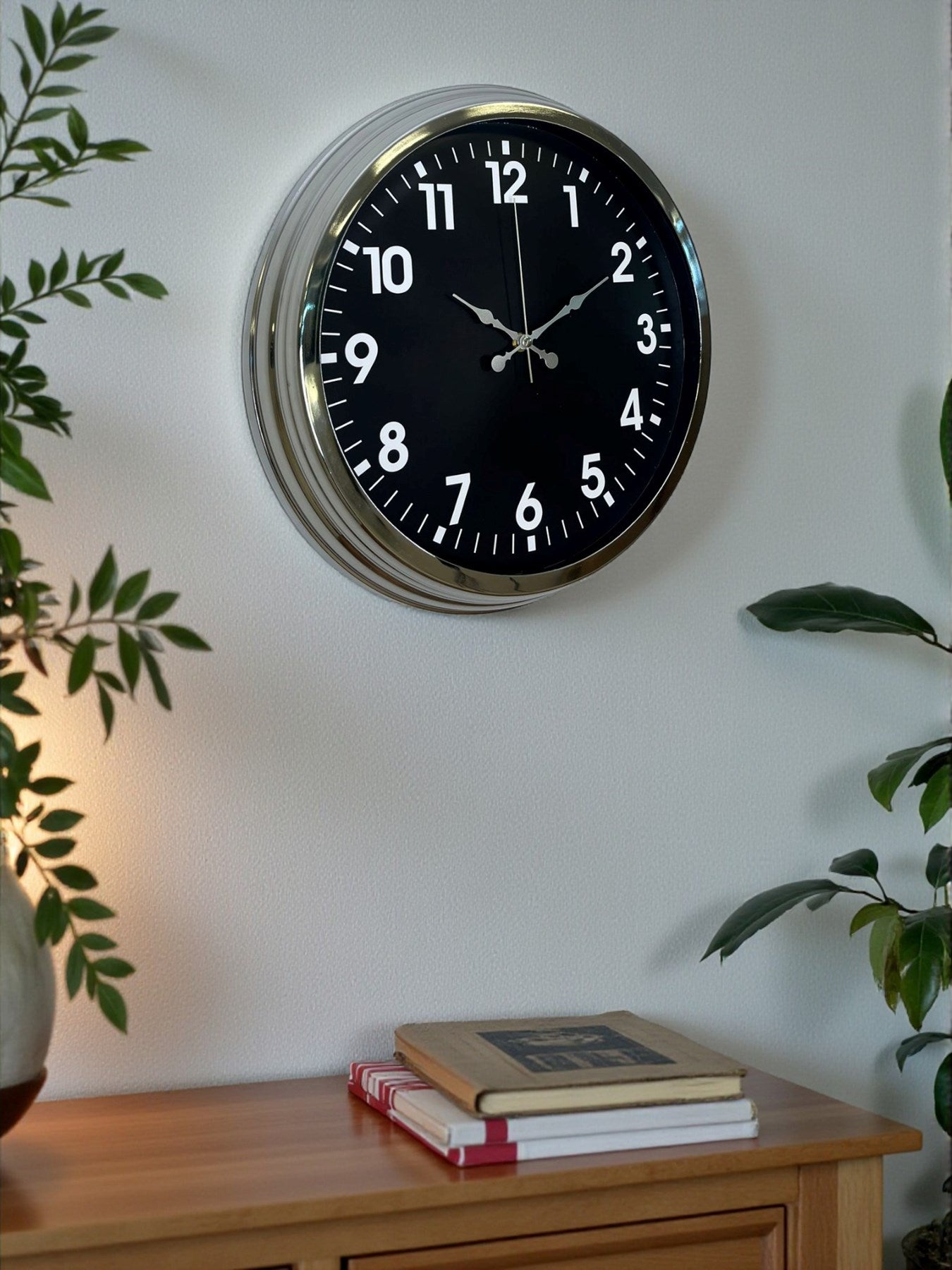 Modern 40 Cm Metal Krom Standart Duvar Saati